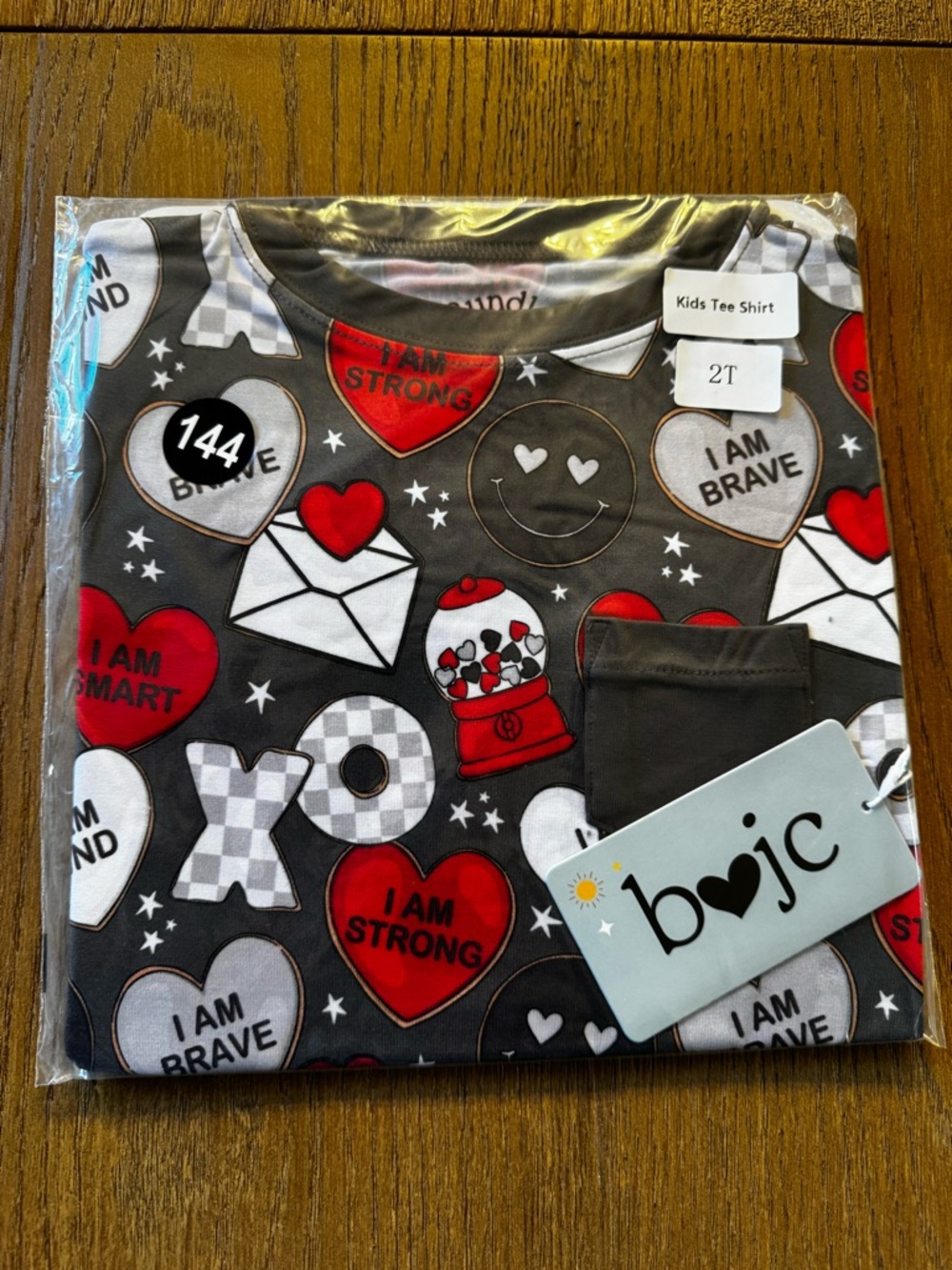 Bundle of Joy Company Kids Tee Shirt - Heart & XO Print in Black, Red, White